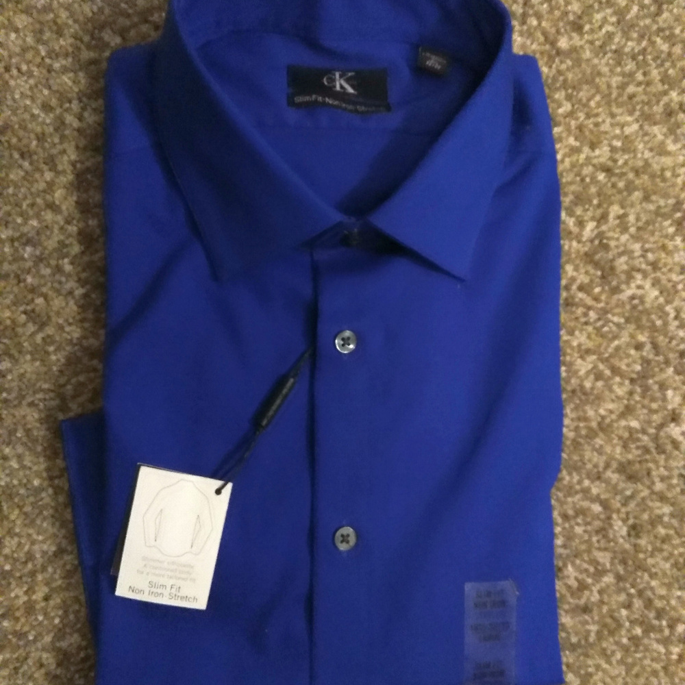 NWT Calvin Klein blue dress shirt 16 32/33